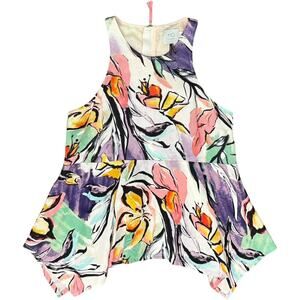 Anthropologie HD in Paris Lucille Peplum Racer Back Pink Exposed Back Zipper 2